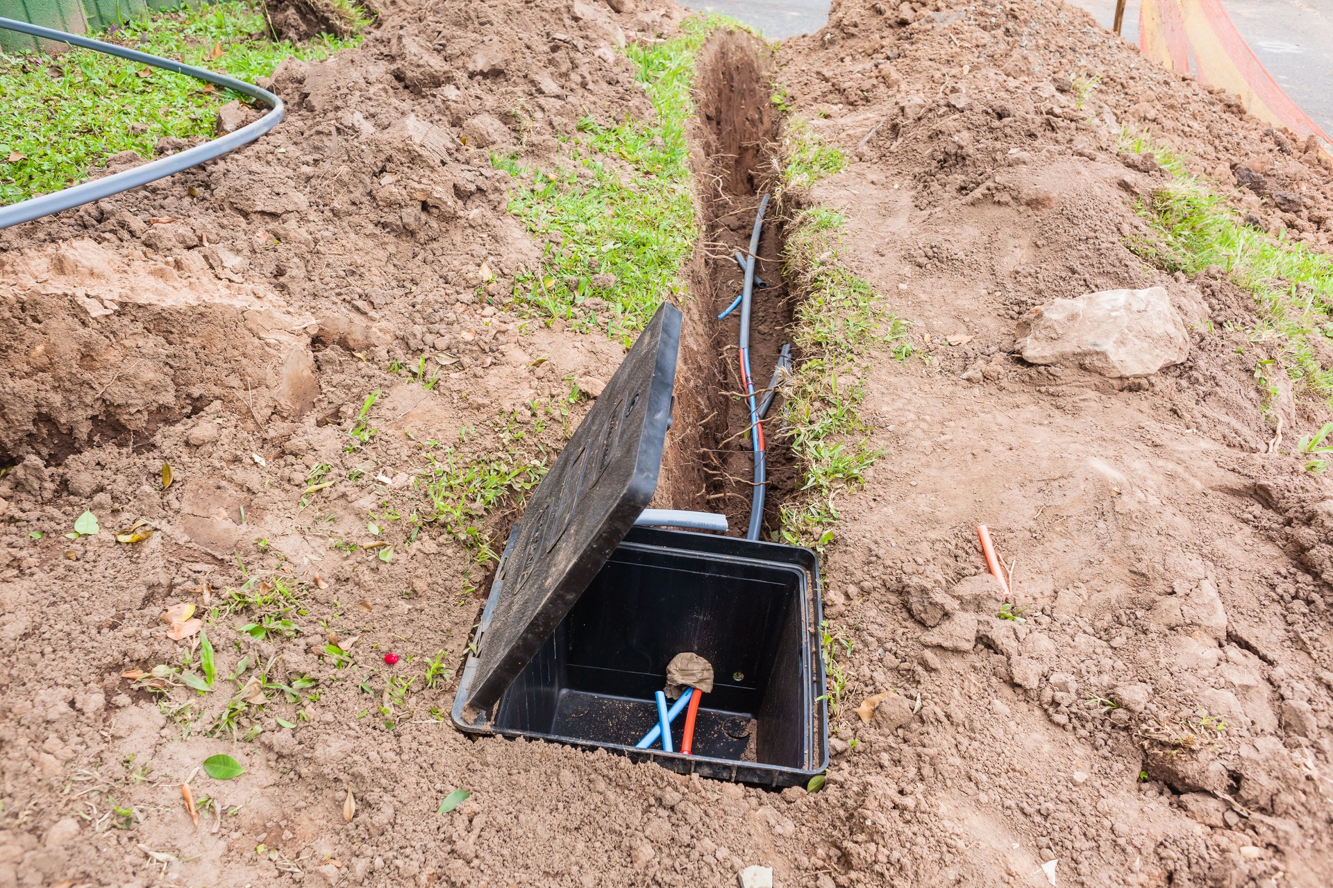 Communications Internet New Fiber Optic Cable Installation Underground